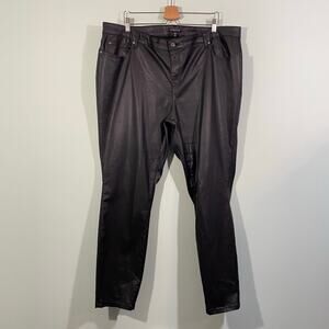 Eileen Fisher Women's Black Waxed Coated Organic Cotton Skinny Jeans Size 20W